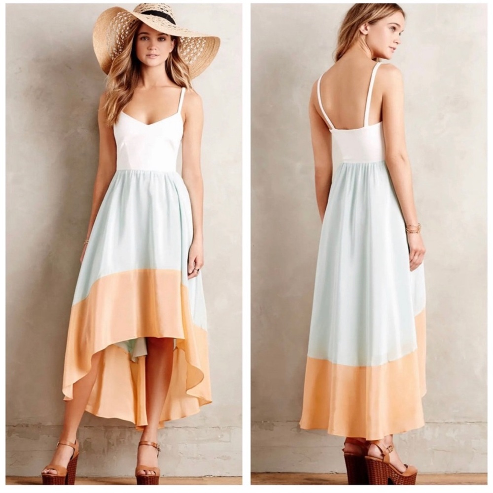 Anthropologie Hutch Colorblock Sama High Low Dress - size small worn once